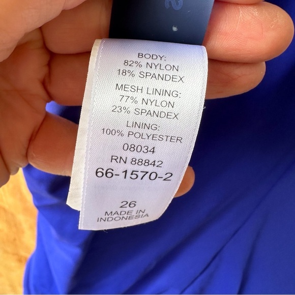 Swimsuits for All Blue V-Neck Ruched Skirted Swimsuit Blue - Picture 10 of 13